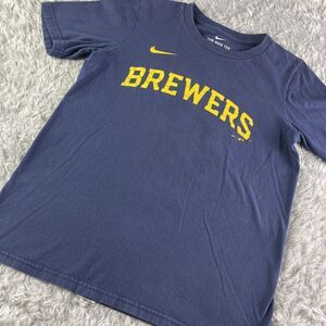 Milwaukee Brewers Shirt Youth Medium Blue Yellow Ryan Braun Nike Swoosh MLB Tee